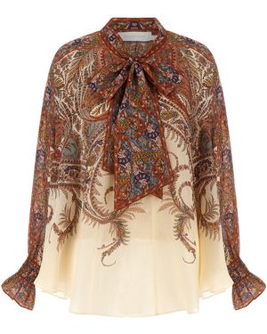 Zimmermann "Rhiannon" Tie Neck Blouse - Natural