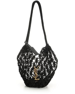 Saint Laurent Crochet Hobo Bag - Black
