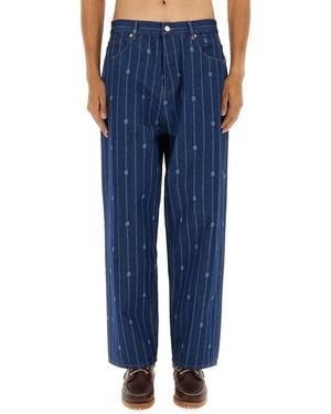 Drole de Monsieur "Le Jean Baggy Monogramme" Pants - Blue