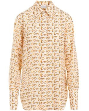 Burberry Silk Shirt With Graphic Print - Natural
