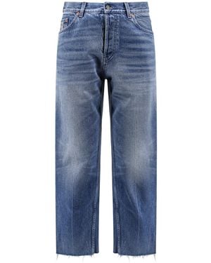 Gucci Logo Patch Cropped Jeans 100% Cotton - Blue