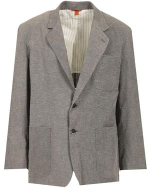 Barena Single Breasted Jacket Linen Blend Jackets - Grey