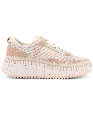 Chloé Nama Low-Top Mesh Sneakers With Suede Inserts-Donna - Rosa