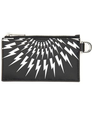 Neil Barrett Card Holder With Strap - Black