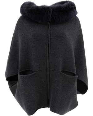 Giovi Wool And Cashmere Poncho Coats - Black