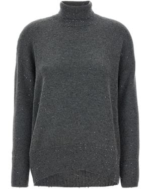Brunello Cucinelli Sequin Sweater Maglioni Grigio-Donna