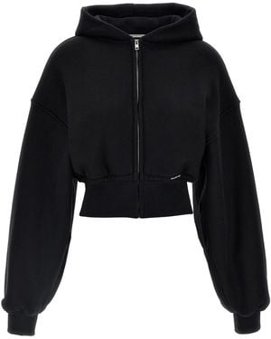 T By Alexander Wang Cropped Hoodie Sweatshirt Black