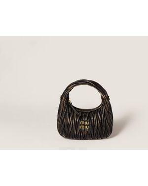 Miu Miu Wander Matelassé Nappa Leather Bag - Black