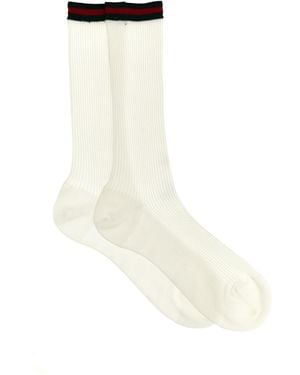 Gucci Web Tape Calzini Bianco-Donna