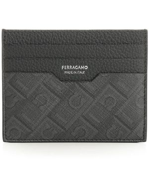 Ferragamo Leather Wallet Monogram Wallets - Gray