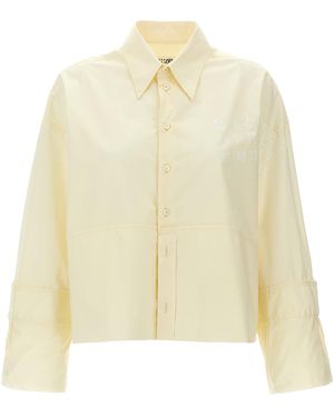MM6 by Maison Martin Margiela Cotton Shirt With Front Logo Print - Natural