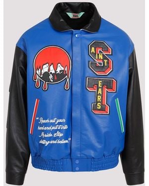 SAINT Mxxxxxx Multi Varsity Cowhide Jacket - Blue