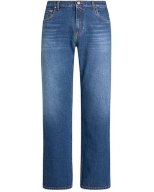 Etro Straight-Leg Jeans With Pegaso - Blue