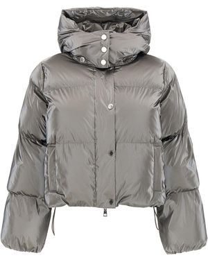 Elisabetta Franchi Metallic Cropped Down Jacket Giacche Silver - Grigio
