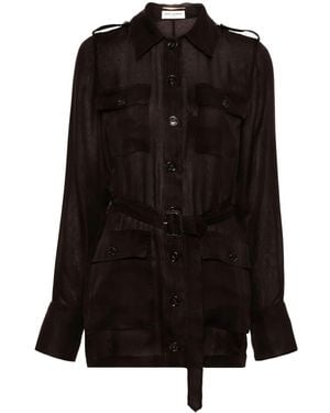 Saint Laurent Silk Muslin Saharienne Dress - Black
