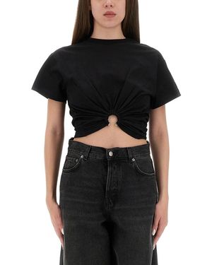 Rabanne Cropped T-Shirt-Donna - Nero