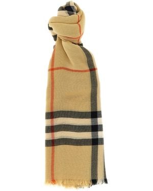 Burberry Check Wool Scarf Scarves And Foulards - Metallic