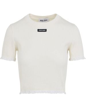 Miu Miu T-shirts Nude & Neutrals - White