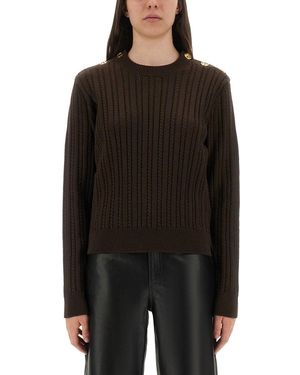 Golden Goose Wool Sweater With Button Detail-Donna - Nero