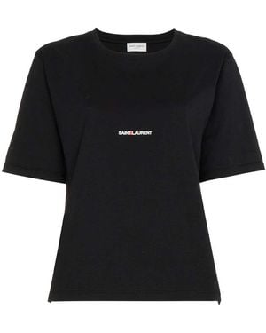 Saint Laurent Cotton Logo T-Shirt - Black