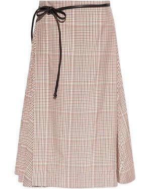 Bottega Veneta Checked Midi Skirt Skirts - Pink