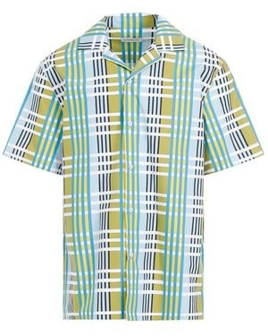 Lanvin Checkered Design Cotton Shirt - Blue