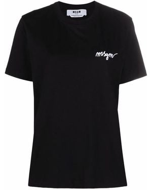 MSGM T-Shirt A Girocollo Con Logo - Nero