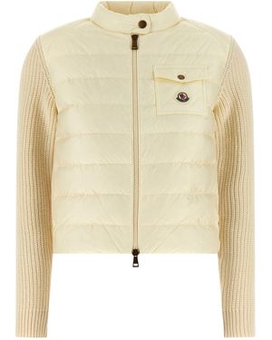 Moncler Padded Cardigan Sweaters And Cardigans - Natural