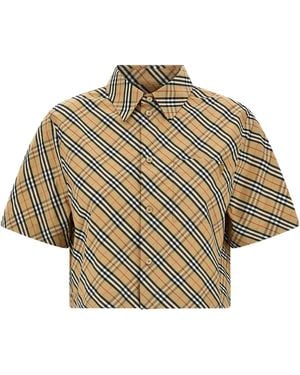 Burberry 'B Shield' Check Shirt - Natural