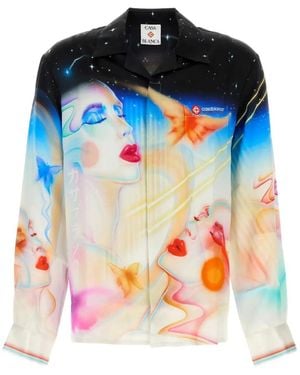 CASABLANCA Graphic Print Shirt - Blue