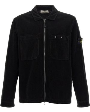 Stone Island Velvet Overshirt Camicie Nero