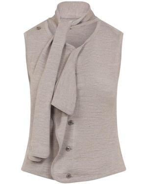 トップス LEMAIRE convertible cardigan S LEMAIRE Convertible Collar Cardigan - Brown | Garmentory