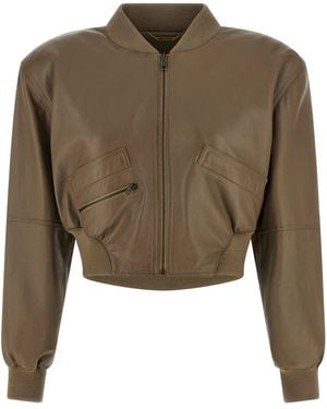 Chloé Cropped Bomber Jacket Puffer Jackets - Green