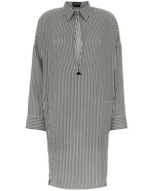 Tom Ford Striped Silk Midi Shirt Dress - Grey