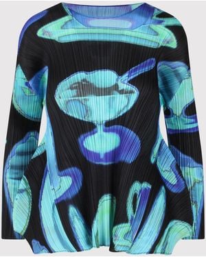 Pleats Please Issey Miyake Top Black - Blue