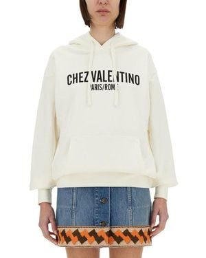 Valentino Garavani Cotton Hoodie With Print - White