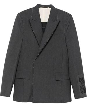 FEDERICO CINA Raw Cut Double-Breasted Jacket - Black