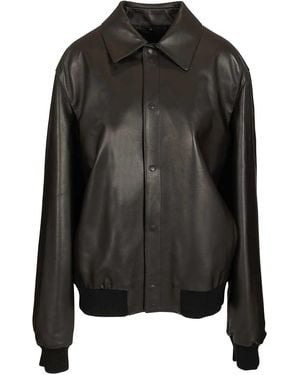 Fendi Leather Blouson Jackets Black