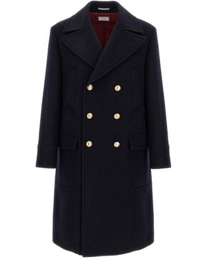 Brunello Cucinelli Wool Coat Trench E Impermeabili Blu-Uomo