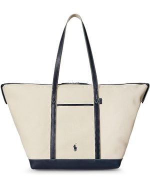 Polo Ralph Lauren Canvas Travel Bag With Leather Profiles - Natural