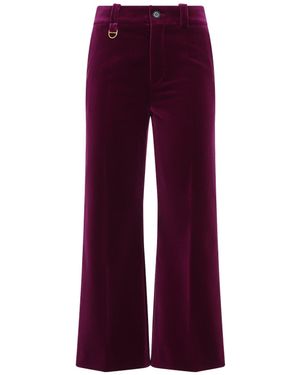 Chloé Wide Flare Cotton Pants-Donna - Rosso