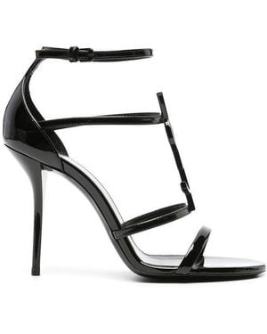 Saint Laurent Leather Cassandra Sandals - Black