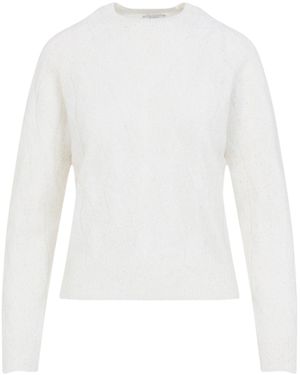 Peserico Natural Alpaca Braid Sweater-Donna - Bianco