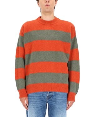 AMISH Striped Wool Pullover - Red