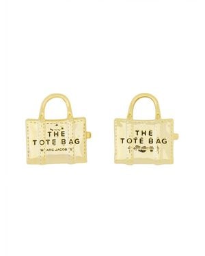 Marc Jacobs Orecchini A Perno "the Tote Bag Stud" - Metallic