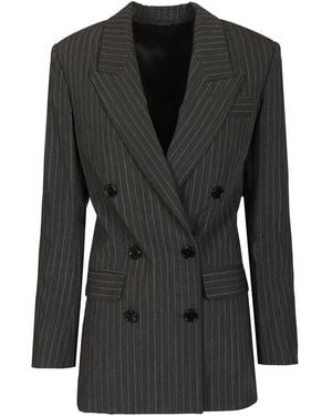 Isabel Marant Double Breasted Blazer Jackets Grey - Black
