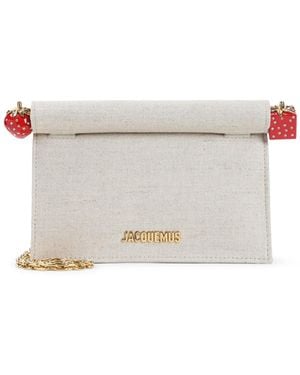 Jacquemus Light Greige Canvas Le Petit Pochette Rond C Handbag-Donna - Bianco