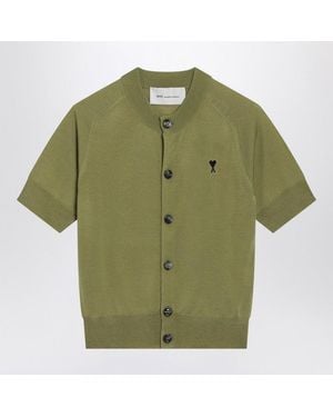 Ami Paris Matcha Ami De Coeur Wool Cardigan - Green