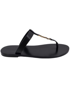 Saint Laurent Leather Sandals-Uomo - Nero