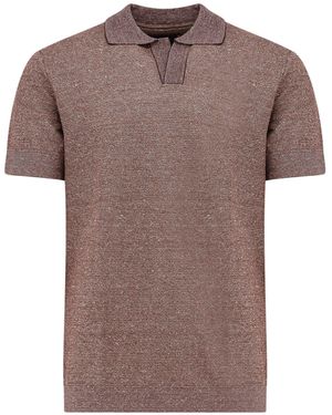 BOSS Parson Cotton, Linen And Silk Polo Shirt - Brown